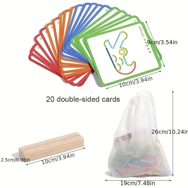 Montessori Educational Toy – Wooden Sticks and Rings Puzzle