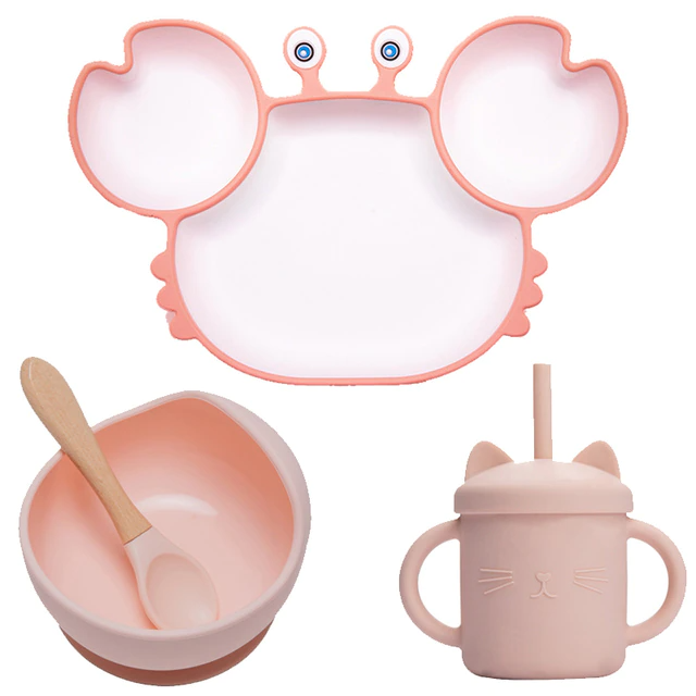 Crab Baby Silicone Feeding Set