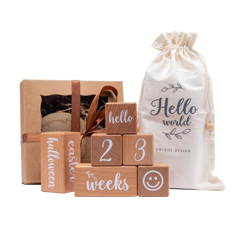 Baby Wooden Milestone Blocks | Love Bubble Store