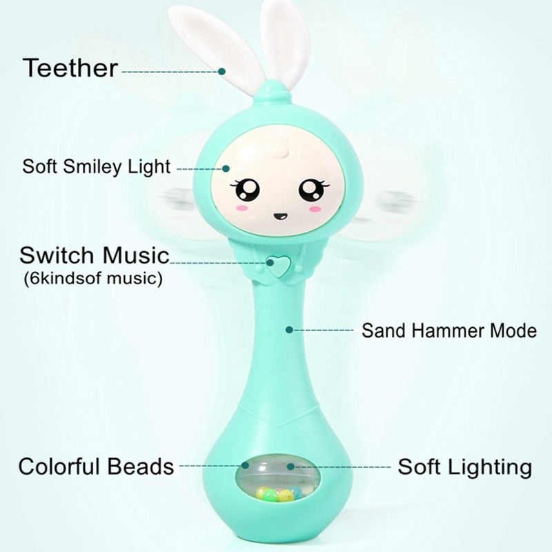 Baby Music Flashing Rattle Toys Rabbit Teether | Love Bubble Store