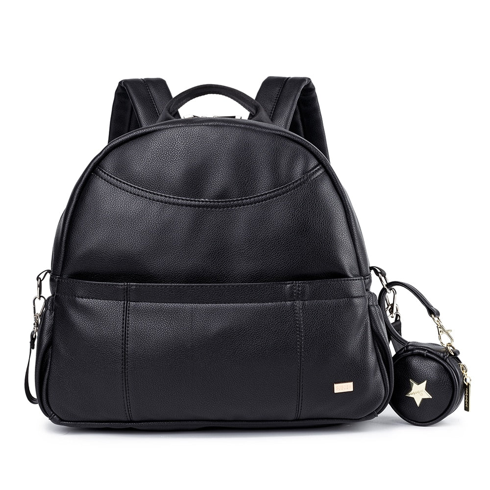 black faux leather diaper backpack Diaper Backpack Vegan Leather – Love Bubble Store